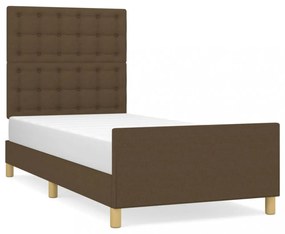 sötétbarna szövet ágykeret fejtámlával 90 x 190 cm