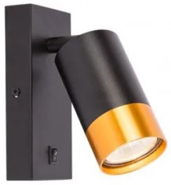 LED lámpa , oldalfali ,  GU10 foglalattal , arany, fekete , KLEMENS
