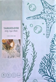 Gyönyörű abrosz tengeri mintás 140x250 asztalra, tartós, újrafelhasználható