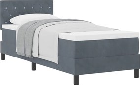 vidaXL Boxrugós ágy matracmal Sötétszürke 80 x 200 cm Bársony