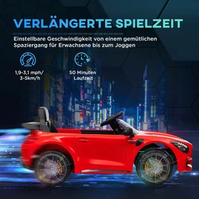 AIYAPLAY Elektromos gyerekautó, Mercedes, 3-5 km/h, távirányító, fények és zene, piros