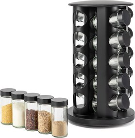 Fűszertartó Állvány 21 Db-os Fekete