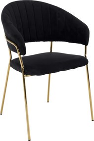 Design étkezőszék, fekete Velvet szövet/gold króm arany, DASMIN TYP 1