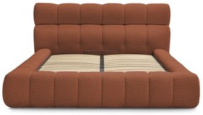 Narancssárga kárpitozott ágyneműtartós franciaágy ágyráccsal 180x200 cm Mont Blanc – Bobochic Paris