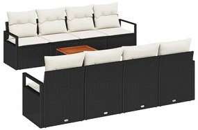 vidaXL Kerti Kanapé Szett tárolóval 9 pcs Fekete és Krém polirattan