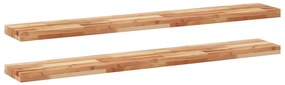 2 db olajbevonatú tömör akácfa függőpolc 140 x 20 x 4 cm