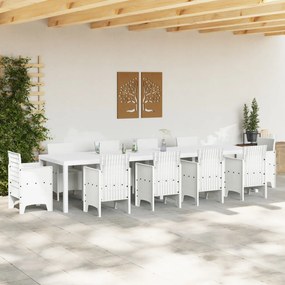 Kert Asztal Fehér 350x100x73 cm Poly Rattan