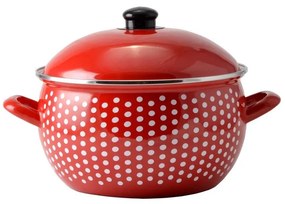 RCK Piros Pöttyös Zománcozott lábas 24cm+fedő 15615