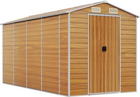 vidaXL világosbarna horganyzott acél kerti fészer 191 x 385 x 198 cm