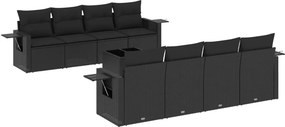 vidaXL 9 részes fekete polyrattan kerti ülőgarnitúra párnákkal