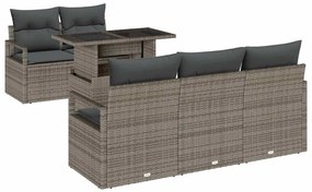 vidaXL Kerti Kanapé Szett tárolóval párnával 6 pcs Szürke polirattan