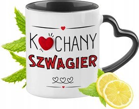 Sógornak Fekete Bögre Szív Alakú Füllel Ajándék Nyomtatott