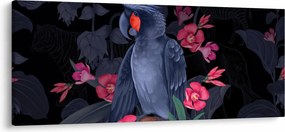Kép - papagáj a virágok között (120x50 cm)