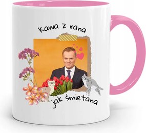 Donald Tusk Rózsaszín Bögre Platform Ajándék fényképes nyomtatással