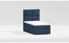 Sötétkék kárpitozott ágyneműtartós egyszemélyes ágy ágyráccsal 80x200 cm Lena – Ropez
