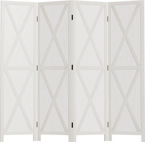 HOMCOM 4 Panelos Földi Elválasztó 182x170 cm Összecsukható Szobaelválasztó Nappalihoz, Hálószobához, Irodához - Fehér | Aosom