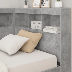 Könyvespolcos ágy Beton szürke 75x190 cm Mérnöki fa