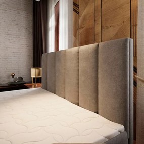 Kárpitozott boxspring ágy MERALIS 160x200 cm barna Matrac: Bonell rugós matrac