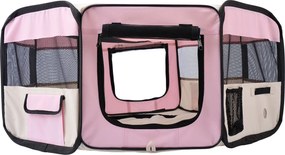 PawHut összecsukható karám kutyáknak és macskáknak — hordozható nyolcszögletű kisállat-karám, vízlepergető 600D Oxford, 2 cipzáras ajtó, beltéri/külté
