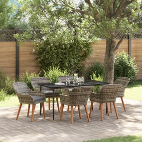 7 részes kerti étkezési garnitúra szürke polyrattan