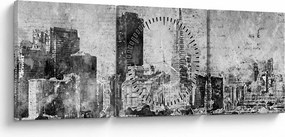 Kép - Kávé művészeti város (órával) (90x30 cm)