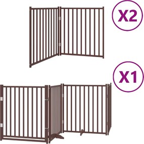 vidaXL barna nyárfa 8 paneles összecsukható kutyakapu ajtóval 640 cm