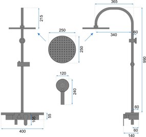 Rea Vigo - zuhanygarnitúra kifolyóval, fekete, REA-P7001