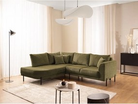 Zöld zsenília sarokkanapé (bal oldali-L alakú) Mauris – Ropez