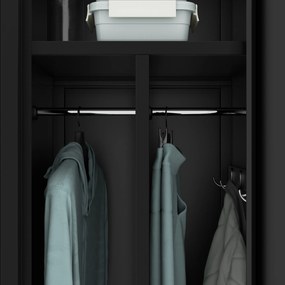 KACPER négyrekeszes BHP öltözőszekrény, 800 x 1800 x 500 mm, fekete