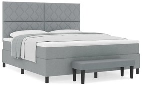 Világosszürke Box Spring Ágy Matrac &amp; Pad 180x200 cm Szövet