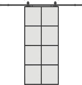 vidaXL fekete ESG üveg tolóajtó fémszerelvény-szettel 90x205 cm