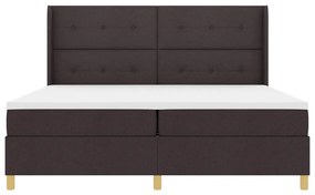 Rugós ágy matraccal Sötétbarna 200x200 cm Szövet
