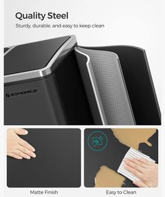 54L Pedálos szemetes, konyhai szemetesláda, puhán záró fedél, csúszásgátló alap