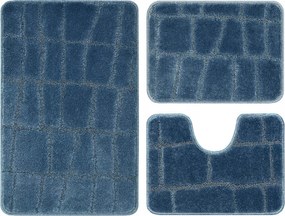 Fürdőszobaszőnyeg Puha Kék Csúszásgátló Szett 3 db-os
