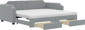 vidaXL világosszürke kihúzható szövet heverő fiókokkal 80 x 200 cm