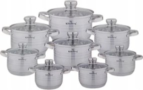 16 db-os acél edénykészlet indukciós gázhoz