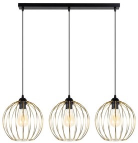 Csillár zsinóron MATT 3xE27/60W/230V fekete/arany