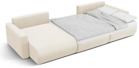 Bézs bársony kinyitható tárolóhelyes sarokkanapé (U alakú) Belfast – Cosmopolitan Design