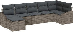 vidaXL Kerti Kanapé Szett párnával tárolóval 7 pcs Szürke polirattan
