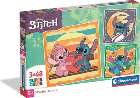 Disney Lilo és Stitch, A csillagkutya Sunset 3x48 db-os puzzle Clementoni