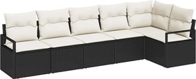 vidaXL Kanapé Szett 6 pcs Fekete polirattan