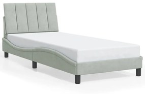 világosszürke bársony ágykeret LED-ekkel matrac nélkül Hanko 90 x 190 cm