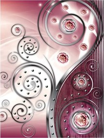 Fotótapéta Rózsaszín Fémes Kristályok Virágok Glamour 206x275 háttér +ragasztó