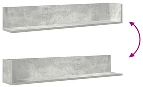 2 db betonszürke szerelt fa fali polc 100 x 16,5 x 16,5 cm