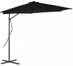 fekete kültéri napernyő acélrúddal 300 x 230 cm
