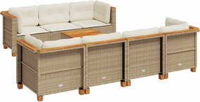 vidaXL 8 részes bézs polyrattan kerti ülőgarnitúra párnával