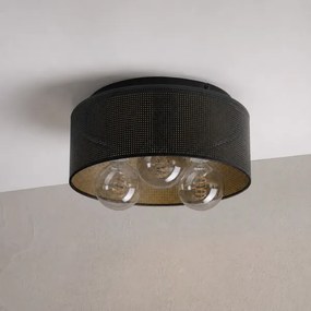 Mennyezeti lámpa SIRJA PLISADO 3xE27/15W/230V Ø 35 cm fekete/arany