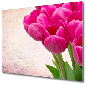 Üveg vágódeszka rózsaszín tulipánok 60x52 cm
