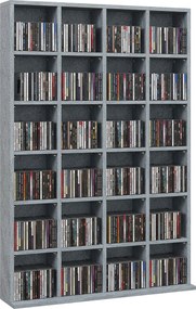 HOMCOM CD és DVD tároló, multimedias tárolóegység 24 rekesszel, maximális kapacitás 480 CD/312 DVD, fa polc állítható polcokkal, 89 x 20 x 130,5 cm, s