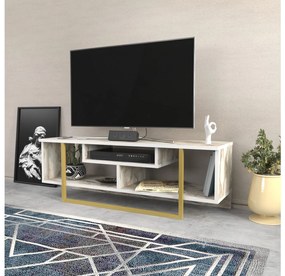 TV asztal/Szekrény Aslana 120 (fehér + arany) . 1101386